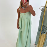 Linda Pleated Maxi Dress - Mint Green