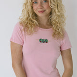 Olive Beaded Baby Tee - Pink