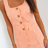 Anna Striped Romper - Orange/White