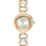 Open Circle Bracelet Watch in Mixed Metal: Brushed Silver Dial with Mixed Metal