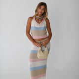 Sydney Cowl Neck Top - Natural Multi