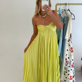 Presley Strapless Maxi Dress - Lemon Lime