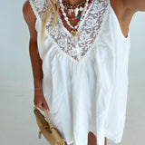Danica Lace Trim Mini Dress - White