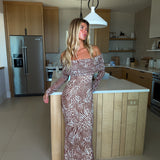 Mckayle Off The Shoulder Maxi Dress - Taupe Animal