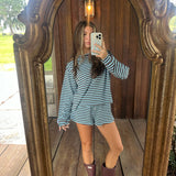Fancy Striped Button Shorts - Glacier/Chocolate