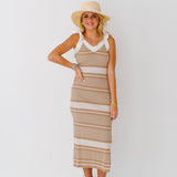 Savannah Ribbed Knit Midi Dress - Lt Taupe