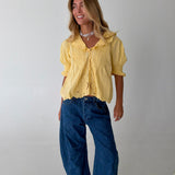 Marley Embroidered Collar Blouse - Butter Yellow