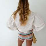 Ollie Stripe Knit Shorts - Lavender Muti