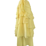 Dahlia Floral Ruffle Maxi Dress - Yellow