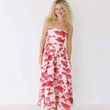 Holly Strapless Basque Dress - Pink/Red