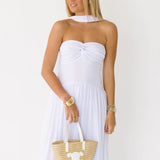 Miranda Strapless Maxi Scarf Dress - White