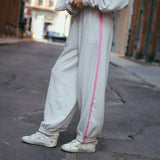 (PREORDER) Relaxed Joggers - Heathery Grey/ Pink Polka Trim