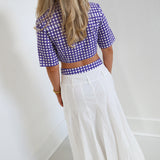 Brynn Gingham Top - White/Purple