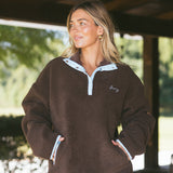 Fancy Quarter Button Sherpa - Chocolate/Glacier