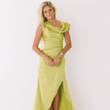 Mallie Satin Maxi Dress - Lime
