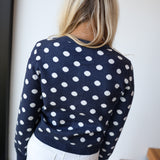 Miley Polka Dot Cardigan - Navy/Cream