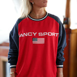 Oversized Sport Flag Crewneck - Red/Navy