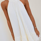 Aspen Pleated Mini Halter Dress - White