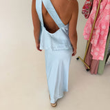 Jodee Satin Skirt Set - Light Blue