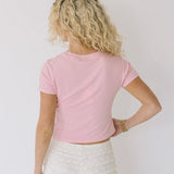 Olive Beaded Baby Tee - Pink