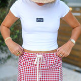 Clara Gingham Mini Skirt - Red