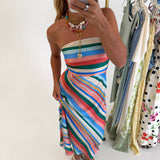 Solei Strapless Midi Dress - Summer Stripes