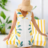Lilly Linen Collared Mini Dress - Off White Multi