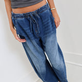 Whitney Barrel Denim Pants - Dark Denim