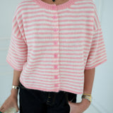 Courtney Knit Cardigan - Pink/Ivory