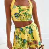 Della Cropped Top Short Set - Yellow