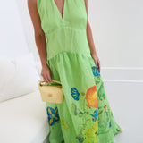 Dahlia Halter Maxi Dress - Lime