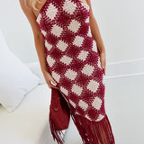 Saylor Dragana Crochet Midi Dress - Red
