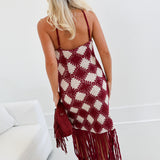 Saylor Dragana Crochet Midi Dress - Red