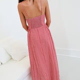 Skylar Front Button Maxi Dress - Red Checke