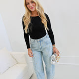 Studded Barrel Denim Pants - Light Denim