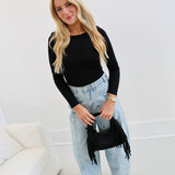 Studded Barrel Denim Pants - Light Denim