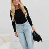 Studded Barrel Denim Pants - Light Denim