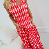 Riley Drop waist Maxi - Red Gingham