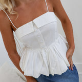 Madi Bubble Hem Top - Off White