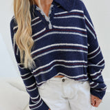 Megan Collared Knit Sweater - Midnight