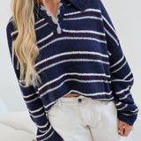 Megan Collared Knit Sweater - Midnight