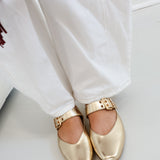 Square Toe Ballet Flats - Gold