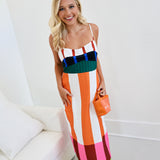 Ciera Colorblock Stripe Midi Dress - Rainbow
