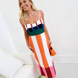 Ciera Colorblock Stripe Midi Dress - Rainbow