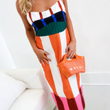 Ciera Colorblock Stripe Midi Dress - Rainbow