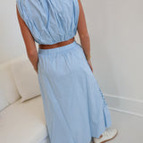 Mila Embroidered Eyelet Maxi Skirt Set - Lt Blue