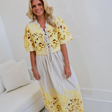Addie Embroidery Lace Top And Skirt Set - Flaxen