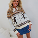 Western Zipper Sweater - Ivory