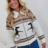 Western Zipper Sweater - Ivory