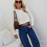 Norah Collar Knit Top - Ecru